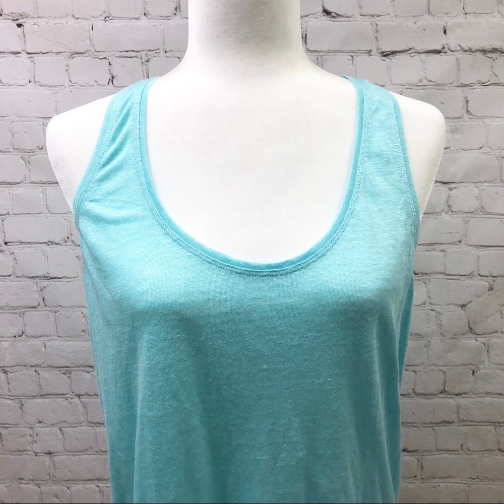 Halogen Linen Racerback Tank Turquoise Size Medium Summer - Picture 3 of 8